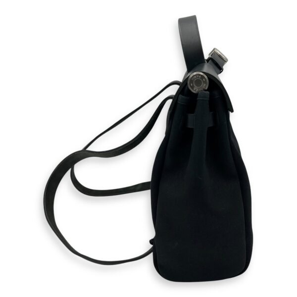 Herbag A Dos 31 Black Backpack in Canvas, Silver hardware - Image 3