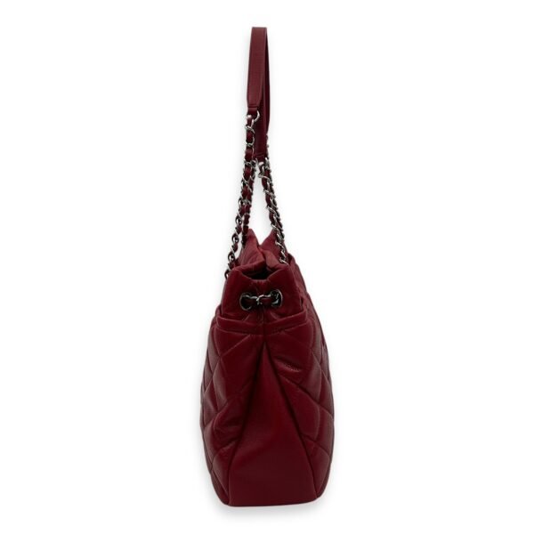 CC Shoulder Bag Red in Caviar Leather, Silver hardware - Image 3