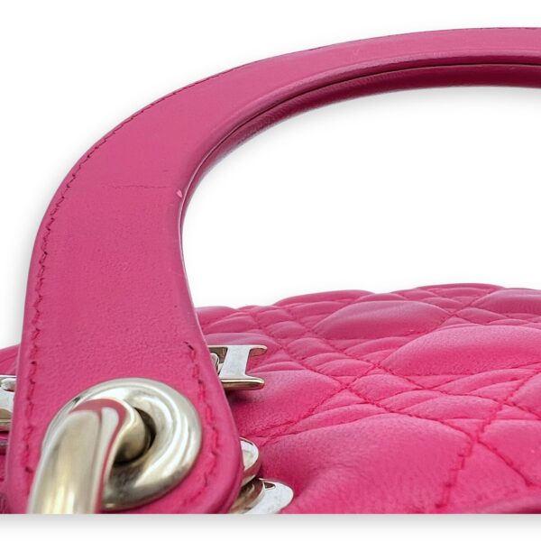 Lady Dior Medium Pink Top Handle Bag in Lambskin, Gold hardware - Image 13