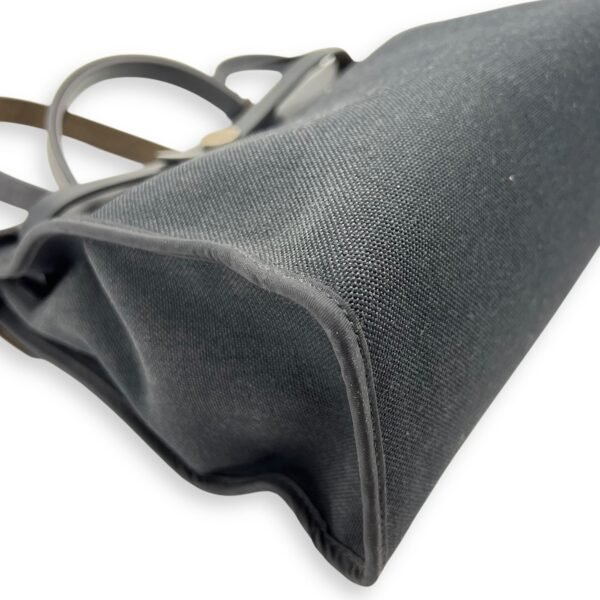 Herbag 31 Black Top Handle Bag in Canvas, Silver hardware - Image 13
