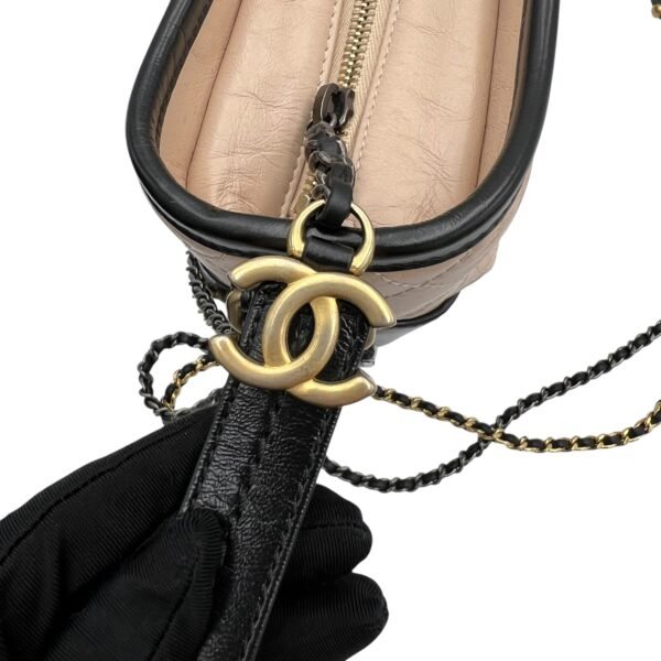 Gabrielle Large Beige Shoulder Bag in Calfskin, Mixed hardware - Image 12