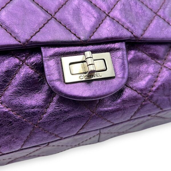 2.55 Reissue 226 Purple Shoulder Bag in Metallic Calfskin, Silver hardware - Image 13