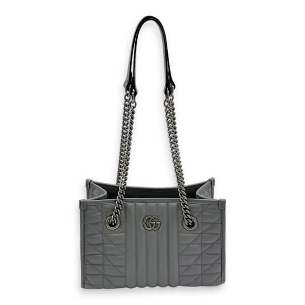 GG Marmont Tote Bag Grey in Calfskin, Ruthenium hardware - Image 13