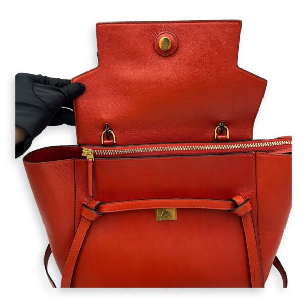 Belt Mini Red Top Handle Bag in Calfskin, Gold hardware - Image 8