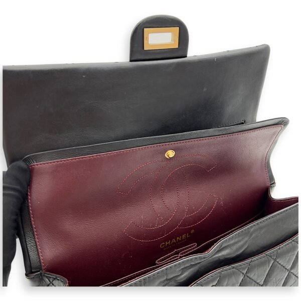 2.55 Medium Black Shoulder Bag in Calfskin, Gold hardware - Image 13