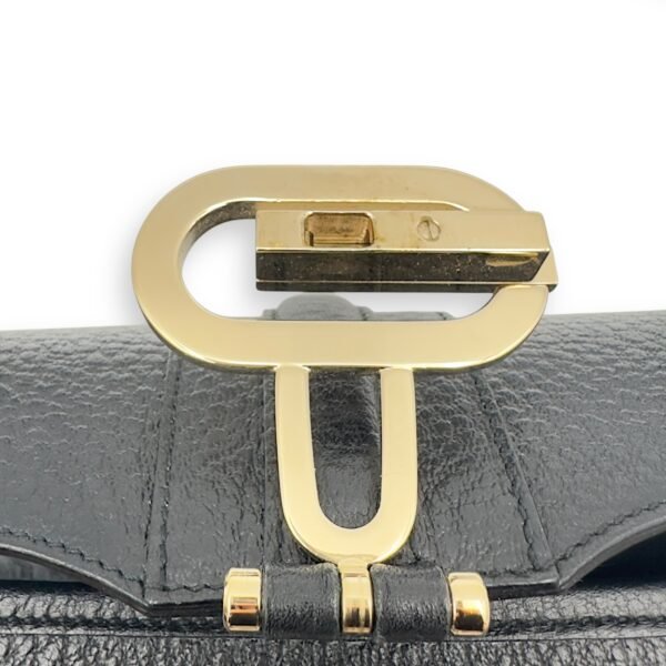 Logo Shoulder Bag Black in Calfskin, Gold hardware - Image 18