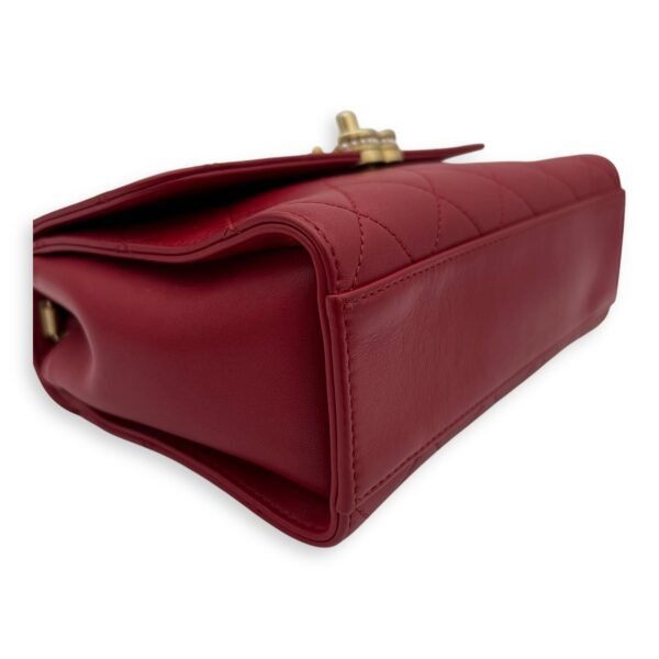 CC Pearl Top Handle Bag Red in Lambskin, Gold hardware - Image 10