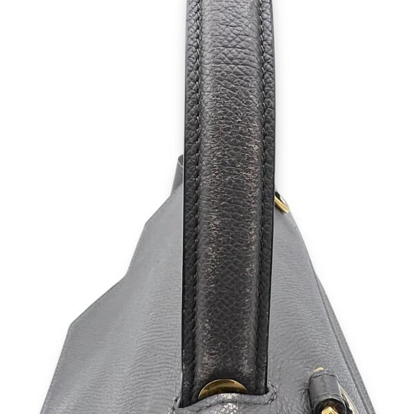 Belt Mini Grey Top Handle Bag in Calfskin, Gold hardware - Image 8