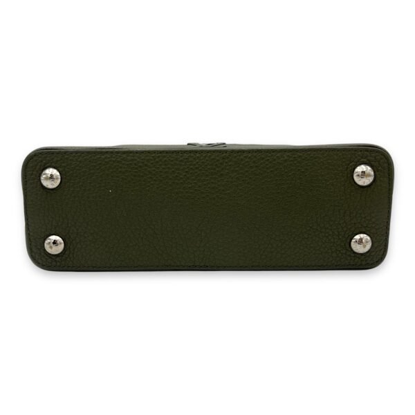 Capucines Top Handle Bag BB Green in Taurillon Leather, Silver hardware - Image 5