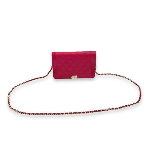 Boy Pink Wallet On Chain in Caviar Leather, Gold hardware - Image 7