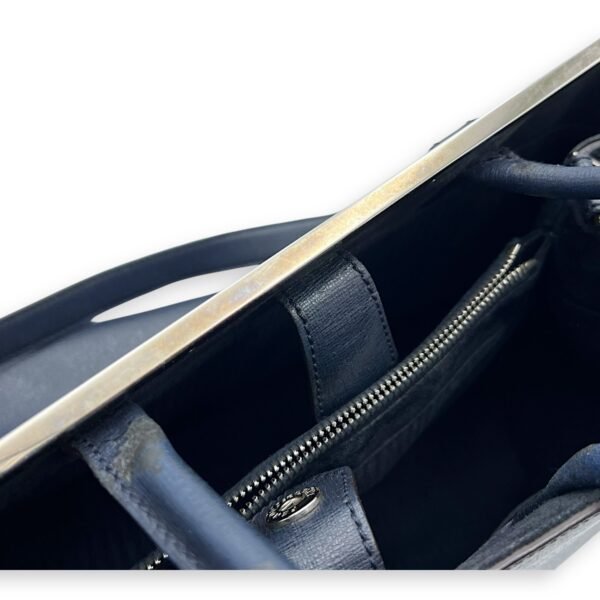 2Jours Blue Top Handle Bag in Calfskin, Silver hardware - Image 14