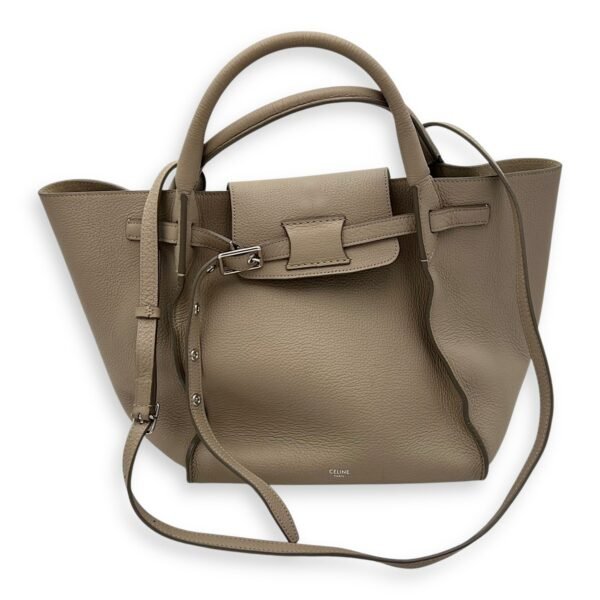 Big Top Handle Bag Grey in Calfskin, Silver hardware - Image 14