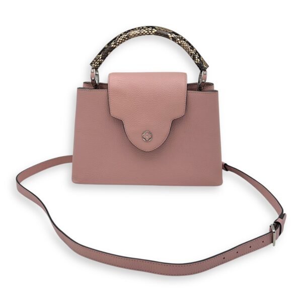 Capucines PM Pink Top Handle Bag in Taurillon Leather, Silver hardware - Image 13