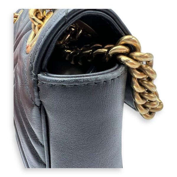 GG Marmont Mini Black Shoulder Bag in Calfskin, Gold hardware - Image 14