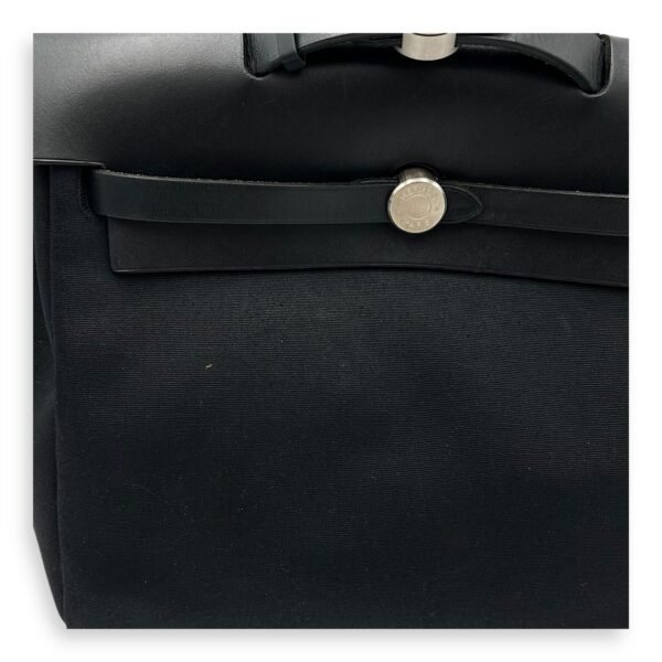 Herbag A Dos 31 Black Backpack in Canvas, Silver hardware - Image 7