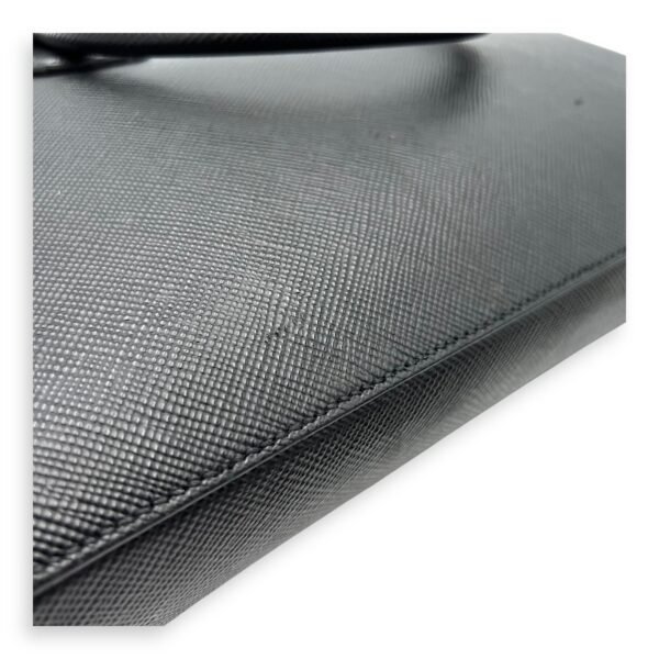 Logo Black Briefcase in Saffiano Leather, Silver hardware - Image 14