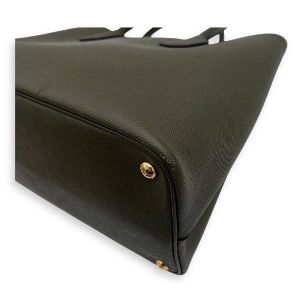 Double Top Handle Bag Green in Saffiano Leather, Gold hardware - Image 14