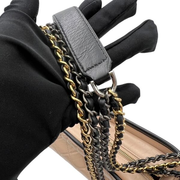 Gabrielle Large Beige Shoulder Bag in Calfskin, Mixed hardware - Image 13