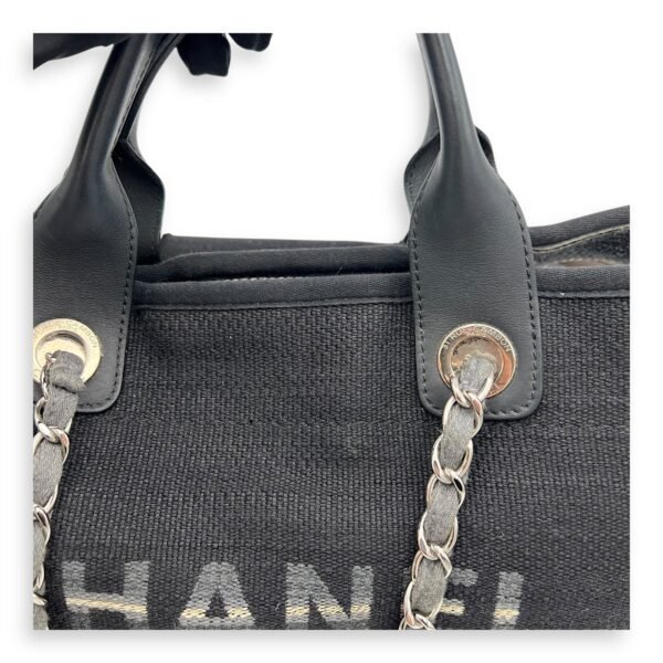 Deauville Tote Bag Black in Canvas, Silver hardware - Image 11