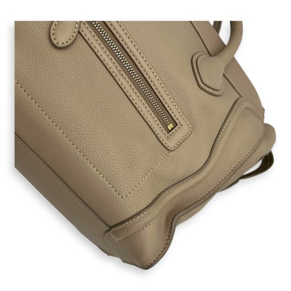 Luggage Mini Beige Top Handle Bag in Calfskin, Gold hardware - Image 12