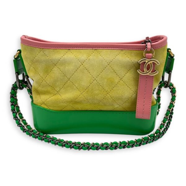 Gabrielle Crossbody Bag Small Yellow in Suede Leather, Mixed hardware - Image 10