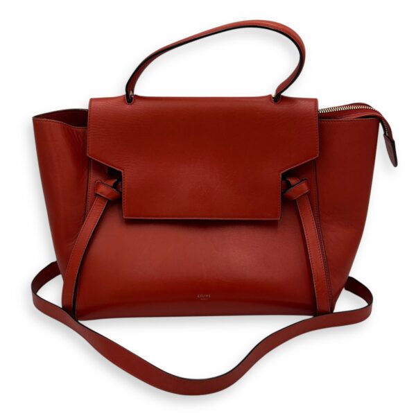 Belt Mini Red Top Handle Bag in Calfskin, Gold hardware - Image 11