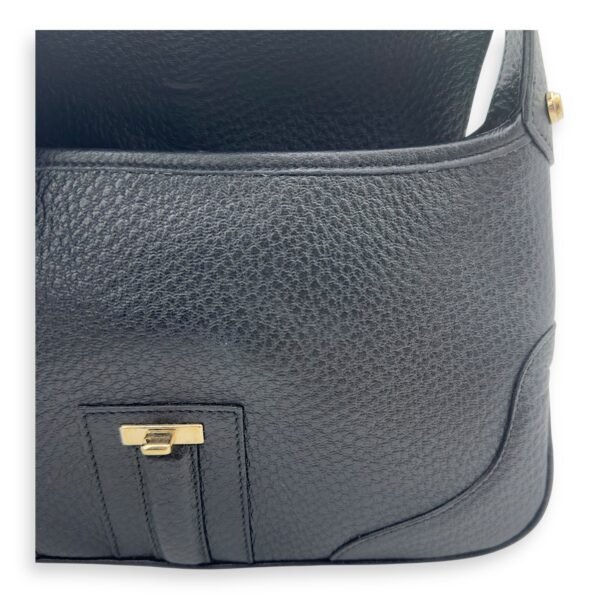 Logo Shoulder Bag Black in Calfskin, Gold hardware - Image 17