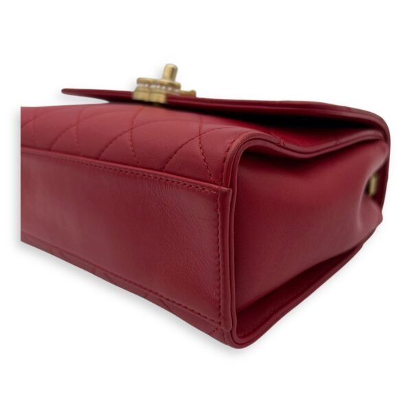 CC Pearl Top Handle Bag Red in Lambskin, Gold hardware - Image 9