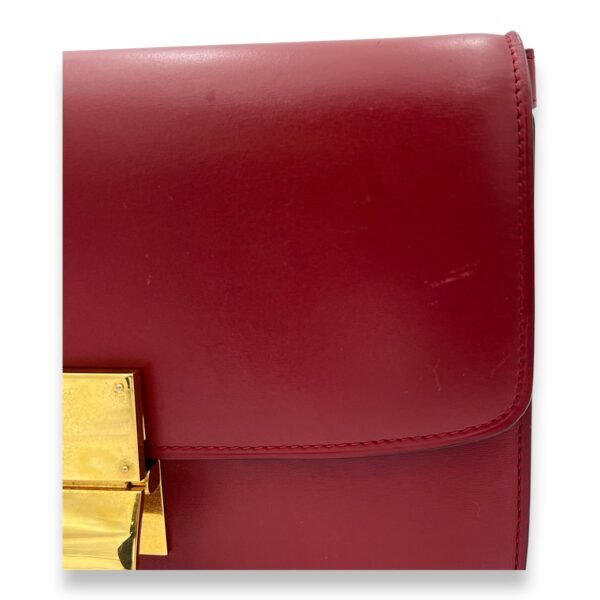 Box Medium Red Shoulder Bag in Calfskin, Gold hardware - Image 7