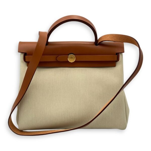Herbag 31 Beton Top Handle Bag in Canvas, Gold hardware - Image 15