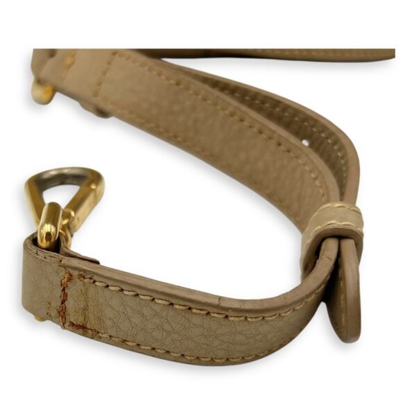 Logo Top Handle Bag Beige in Calfskin, Gold hardware - Image 13