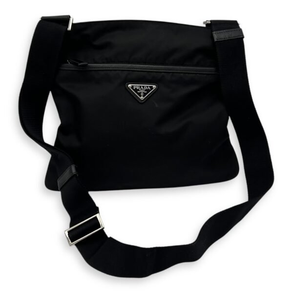 Logo Crossbody Bag Black in Nylon, Silver hardware - Image 15