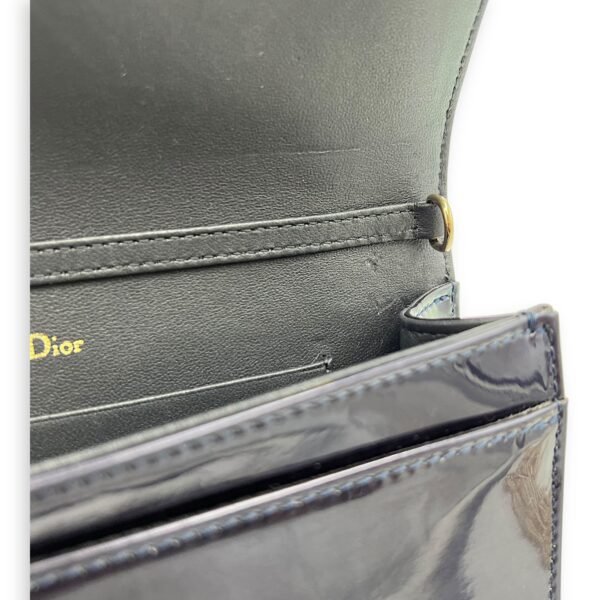 Diorama Wallet On Chain Blue in Patent Leather, Light Gold hardware - Image 15
