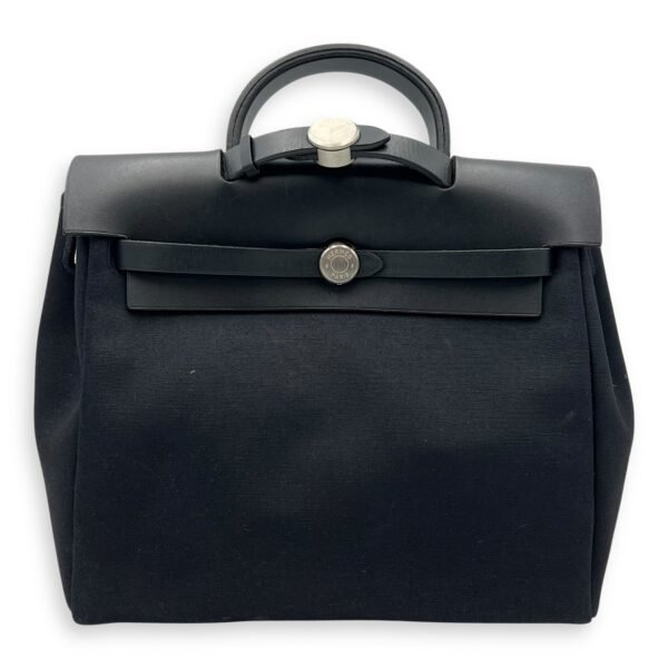 Herbag A Dos 31 Black Backpack in Canvas, Silver hardware
