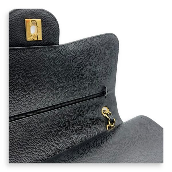 Classic Double Flap Jumbo Black Shoulder Bag in Caviar Leather, Gold hardware - Image 13