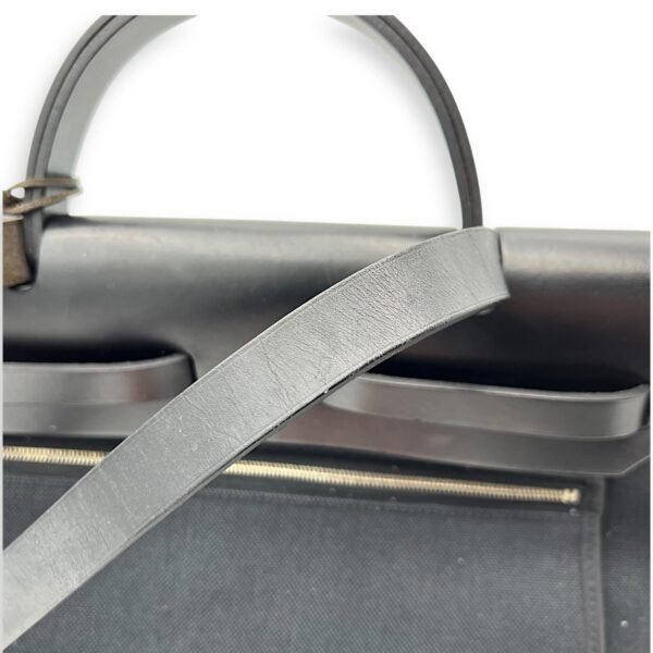 Herbag 31 Black Top Handle Bag in Canvas, Silver hardware - Image 15