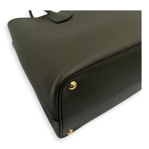 Double Top Handle Bag Green in Saffiano Leather, Gold hardware - Image 13