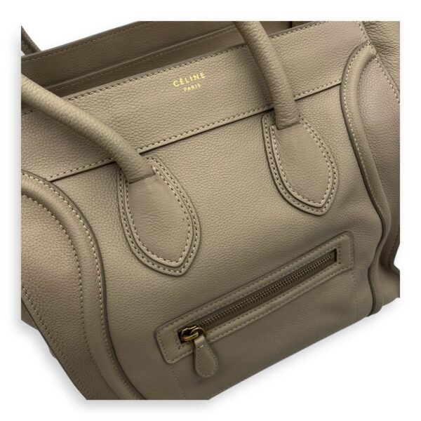 Luggage Mini Beige Top Handle Bag in Calfskin, Gold hardware - Image 11