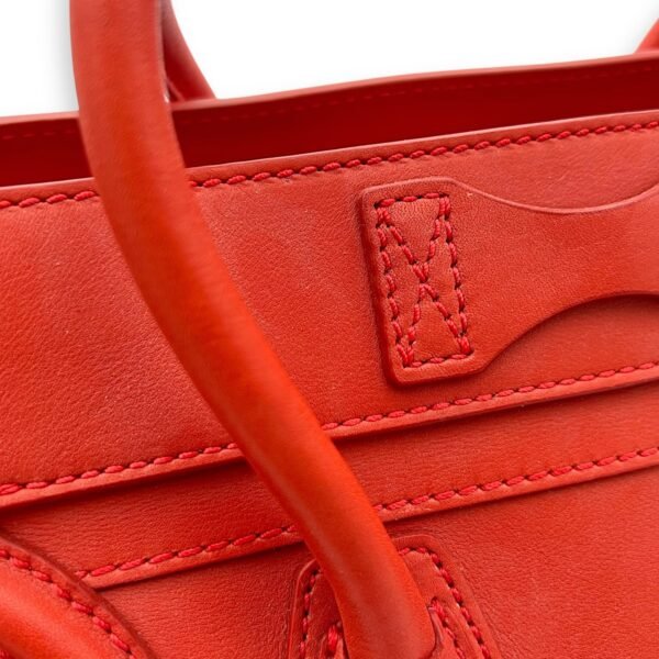 Luggage Top Handle Bag Micro Red in Calfskin, Gold hardware - Image 15