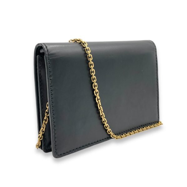 J'adior Black Wallet On Chain in Calfskin, Brushed Gold hardware - Image 4