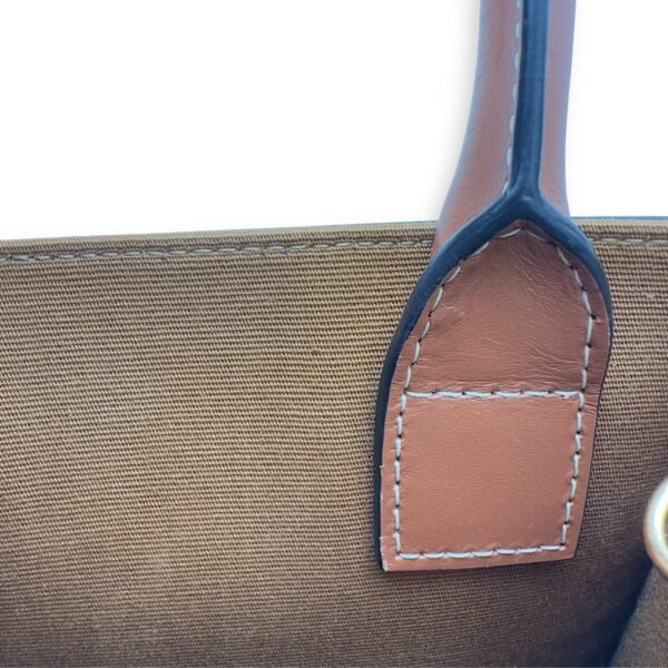 Cabas Triomphe Vertical Top Handle Bag Brown in Coated Canvas - Image 16