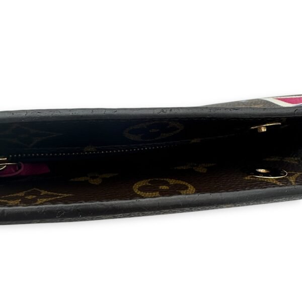 Christmas Animation Pochette Wallet On Chain Brown in Monogram Coated Canvas, Gold hardware - Image 16