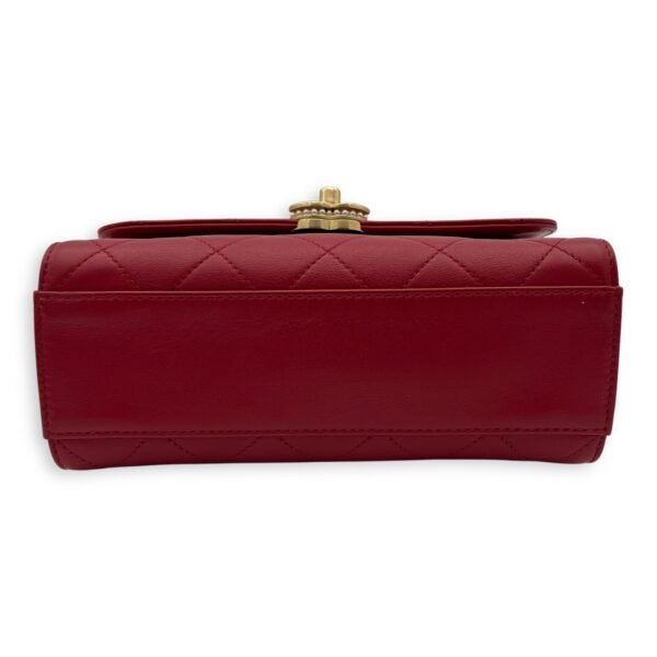 CC Pearl Top Handle Bag Red in Lambskin, Gold hardware - Image 5