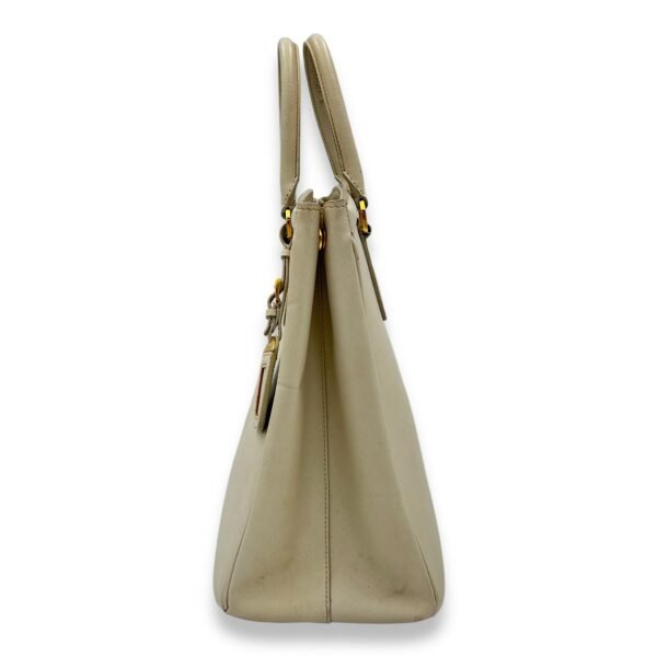 Logo White Top Handle Bag in Saffiano Leather, Gold hardware - Image 4