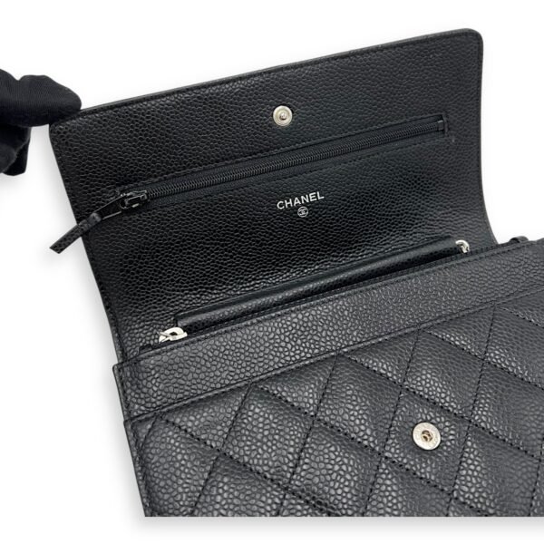 CC Wallet On Chain Black in Caviar Leather, Silver hardware - Image 40