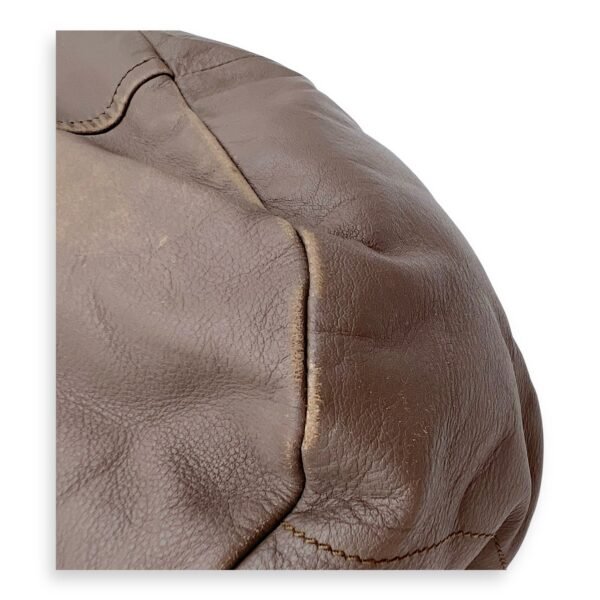 Logo Shoulder Bag Grey in Calfskin, Gold hardware - Image 16