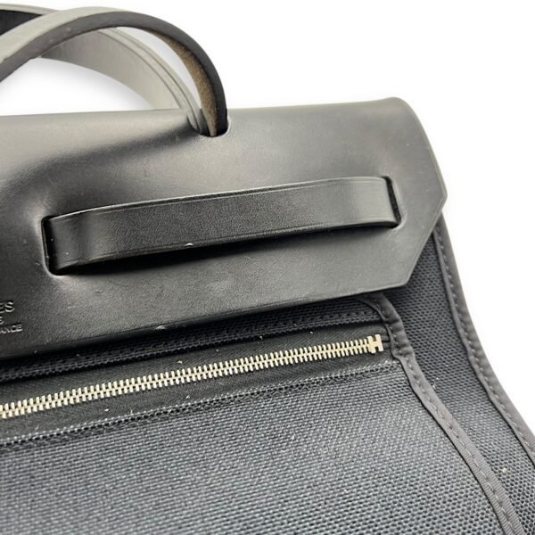 Herbag 31 Black Top Handle Bag in Canvas, Silver hardware - Image 16