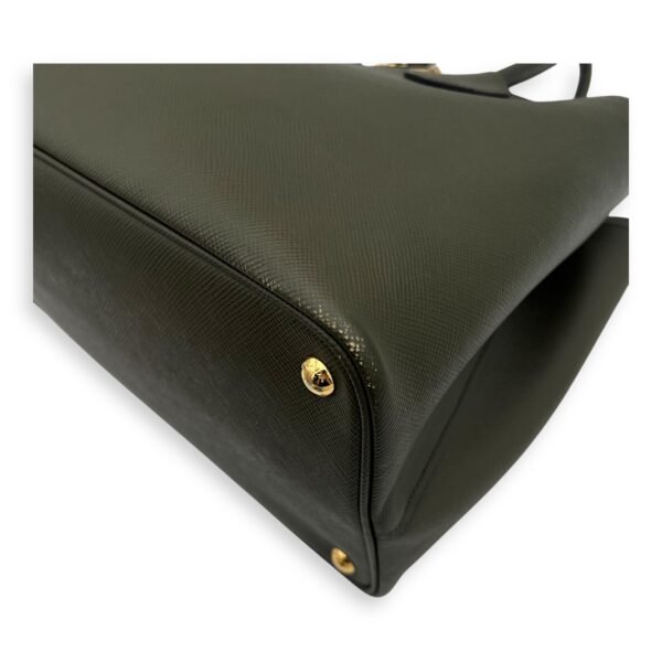 Double Top Handle Bag Green in Saffiano Leather, Gold hardware - Image 12