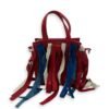Bazar Fringe Detailed Multi-colour Tote Bag in Distressed Leather, Silver hardware