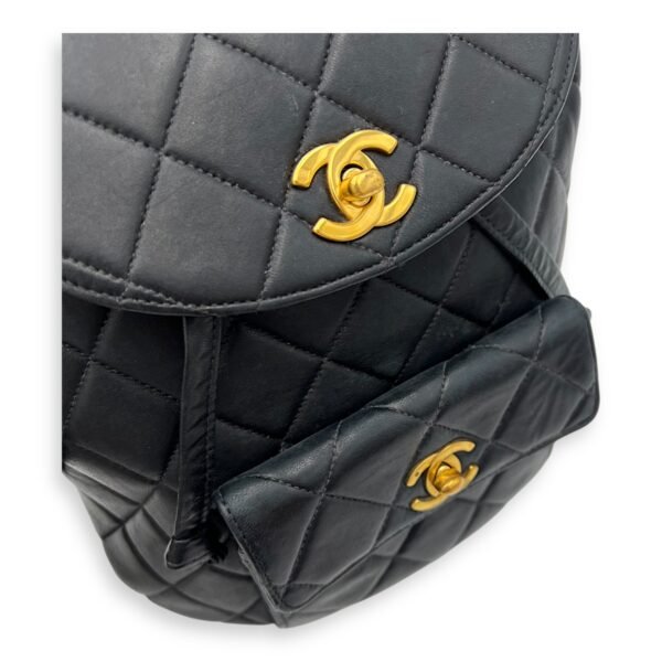 Duma Backpack Black in Calfskin, Gold hardware - Image 20